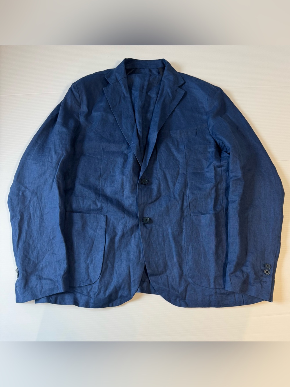 Franceschini 100% Linen Blazer XL Blue Navy Jacket Sport Coat Made in Italy